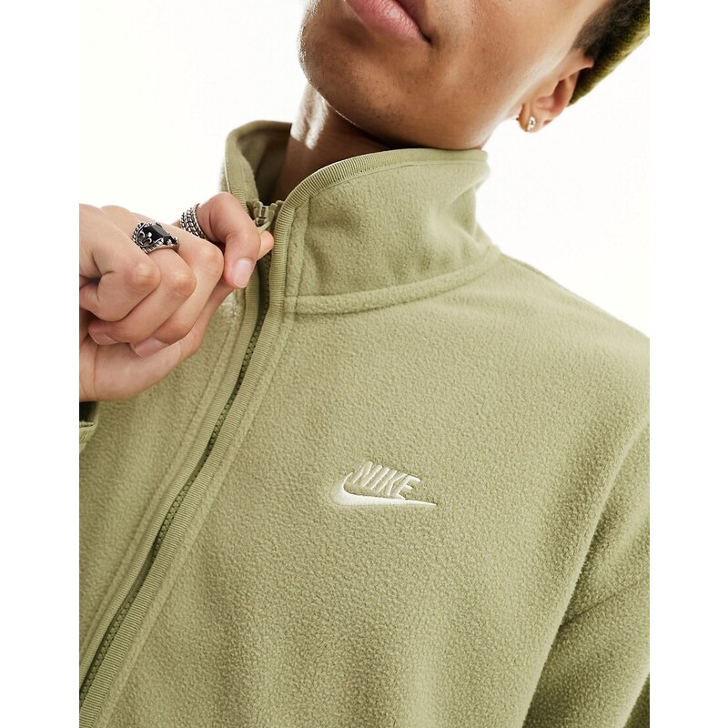 Nike - Club - Giacca in pile verde oliva con zip