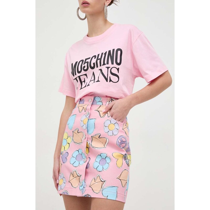 Moschino Jeans gonna di jeans colore rosa