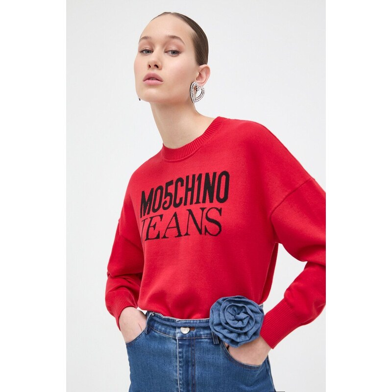 Moschino Jeans maglione in cotone colore rosso