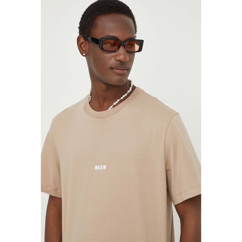 MSGM t-shirt in cotone uomo colore beige