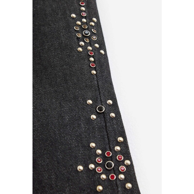 BLUEMARBLE Jeans STUDDED BAGGY DENIM in cotone nero