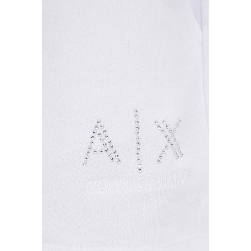 Armani Exchange pantaloncini in cotone colore bianco con applicazione