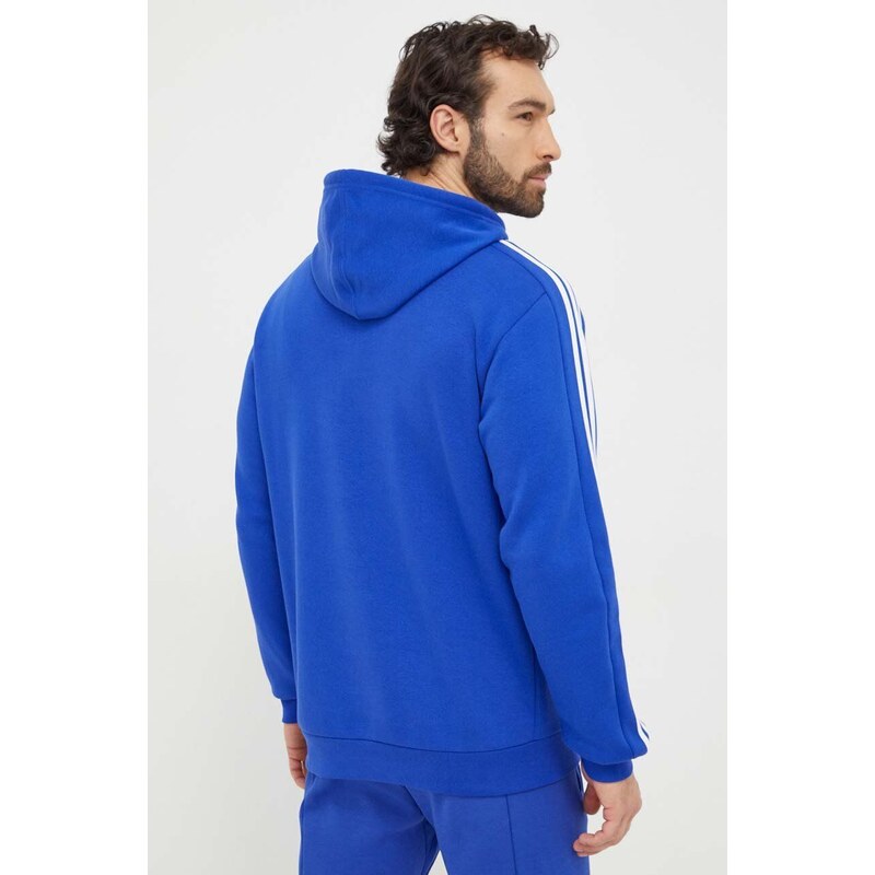 adidas felpa uomo colore blu con cappuccio con applicazione IJ8934
