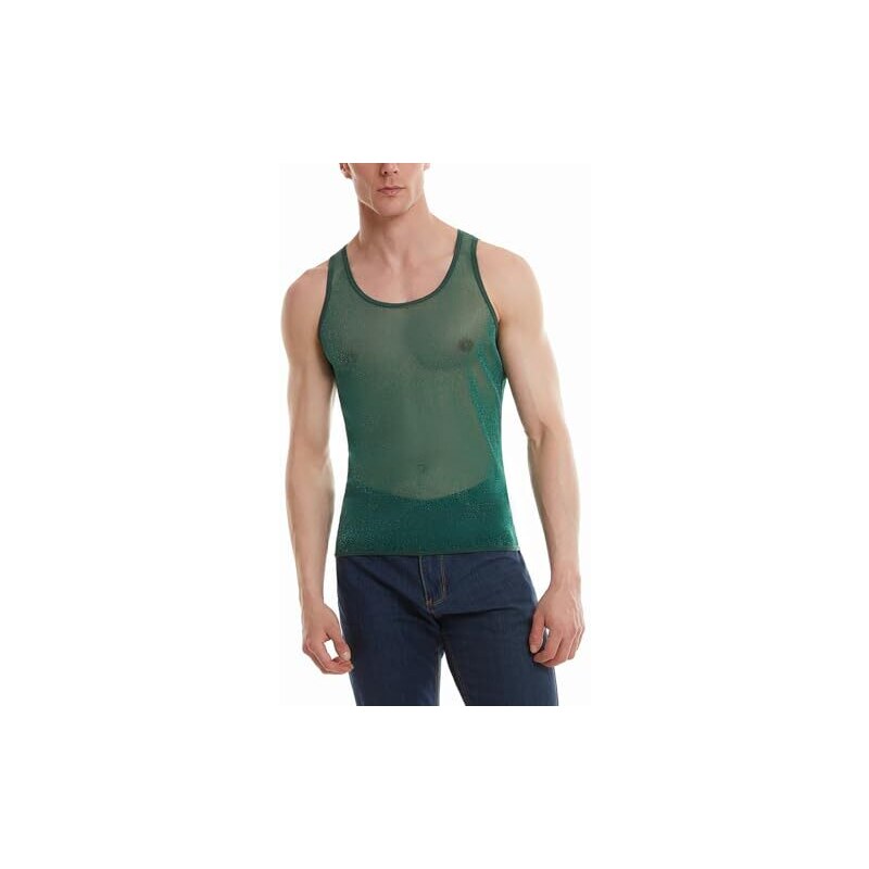 BKSCAYXS Gilet da uomo americano Hip Hop Weighty Shiny Trasparente