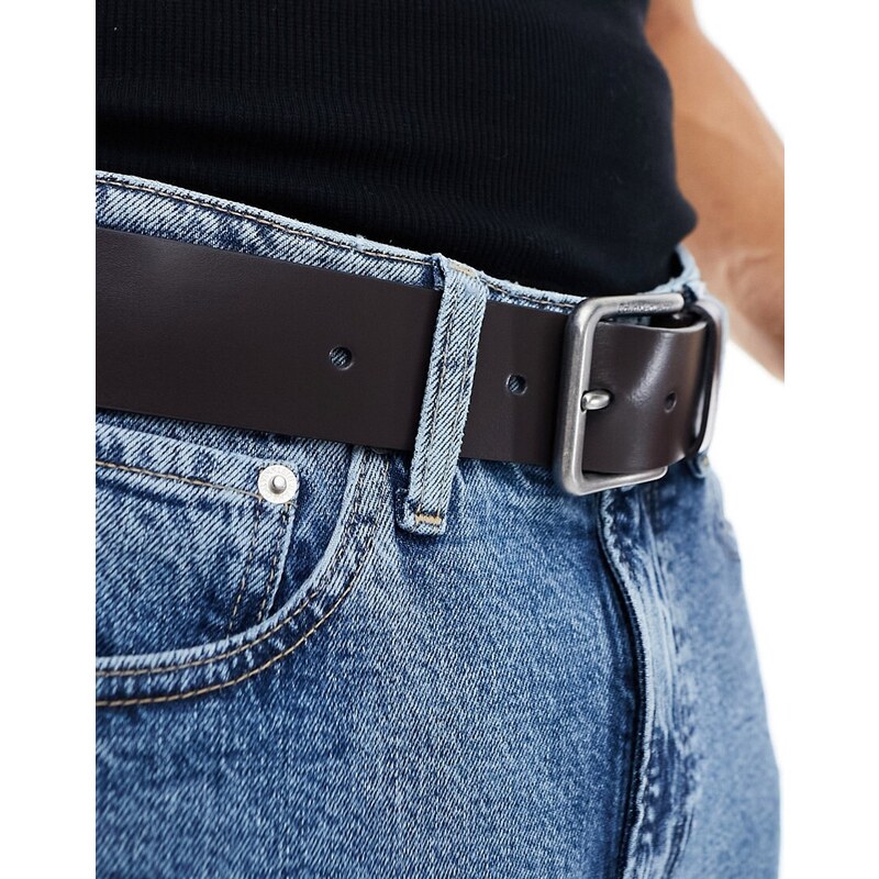 Calvin Klein Jeans - Cintura classica marrone da 38 mm arrotondata