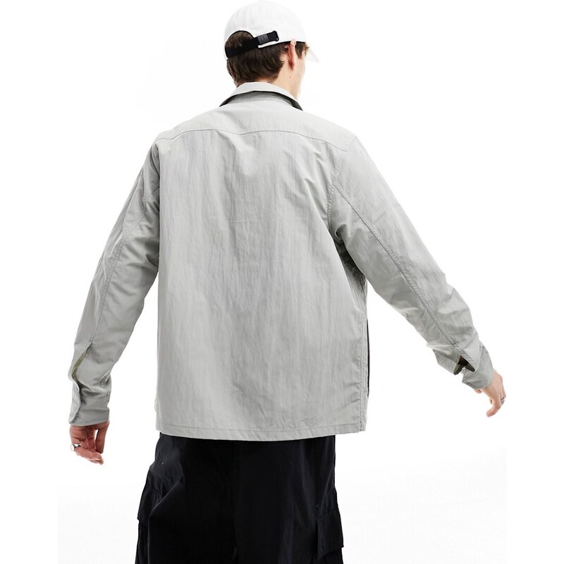 Fred Perry - Camicia giacca grigio chiaro con zip