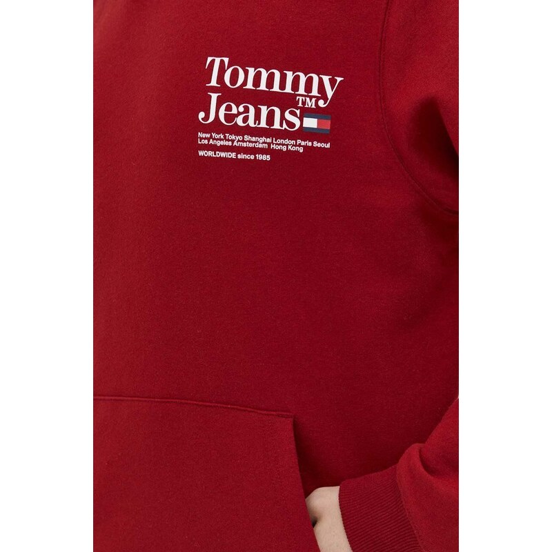 Tommy Jeans felpa uomo colore granata con cappuccio