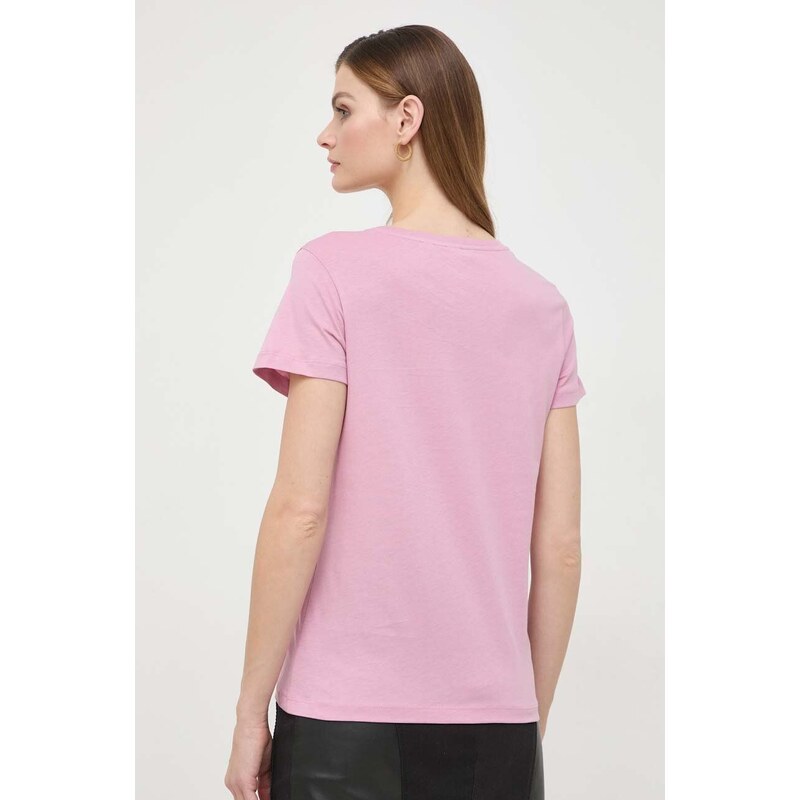 T-shirt donna Pinko crop in cotone Viola