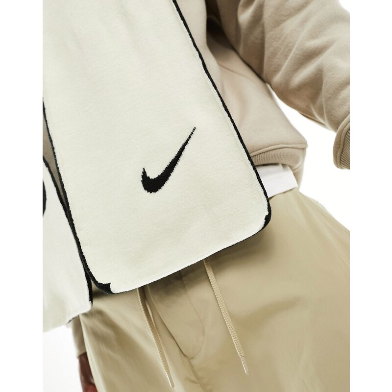 Nike - Sciarpa double-face nera e bianco sporco con logo-Nero