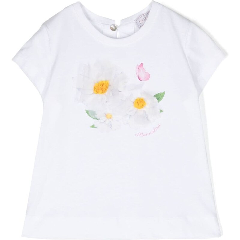 MONNALISA KIDS T-shirt bianca neonata con stampa floreale