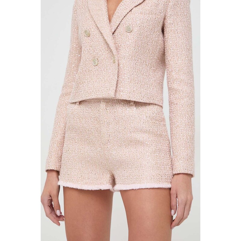 Twinset shorts con aggiunta di lana colore rosa con applicazione