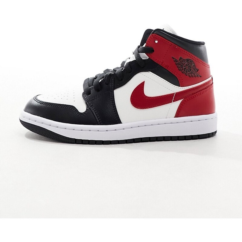 Air - Jordan 1 Mid - Sneakers alte grigio scuro e rosso gym