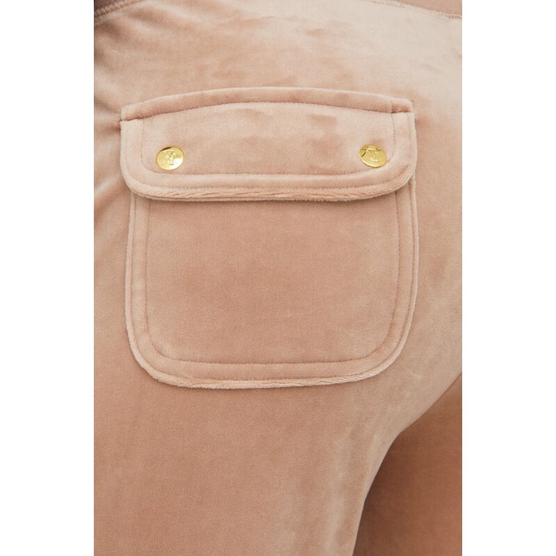 Juicy Couture pantaloni da tuta in velluto colore beige