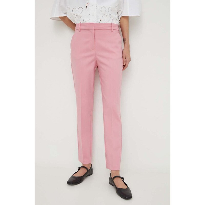 Liviana Conti pantaloni in lino misto colore rosa