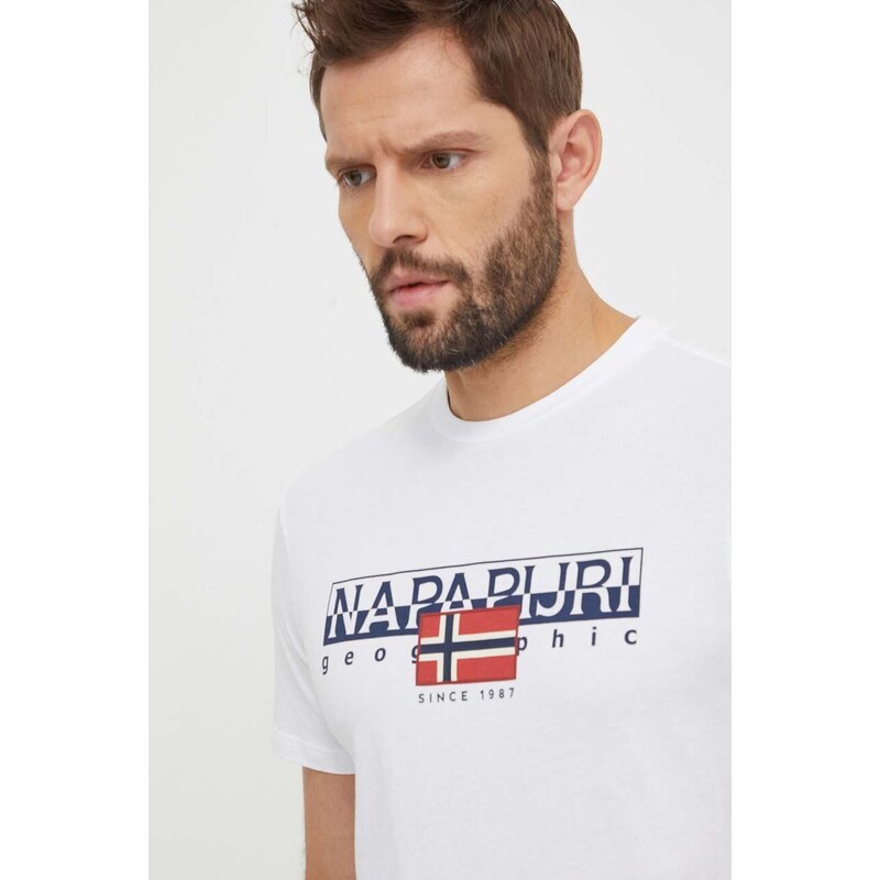 Napapijri t-shirt in cotone uomo colore bianco