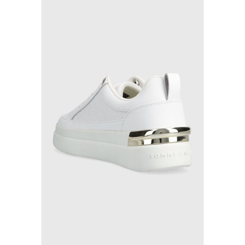 Tommy Hilfiger sneakers in pelle LUX COURT SNEAKER MONOGRAM colore bianco FW0FW07808