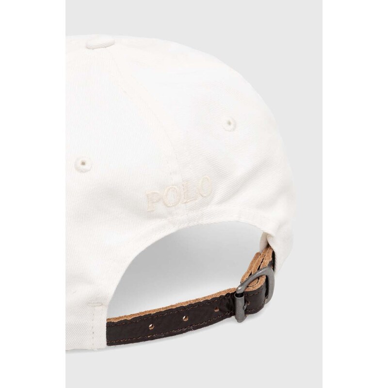 Polo Ralph Lauren berretto da baseball in cotone colore bianco con applicazione