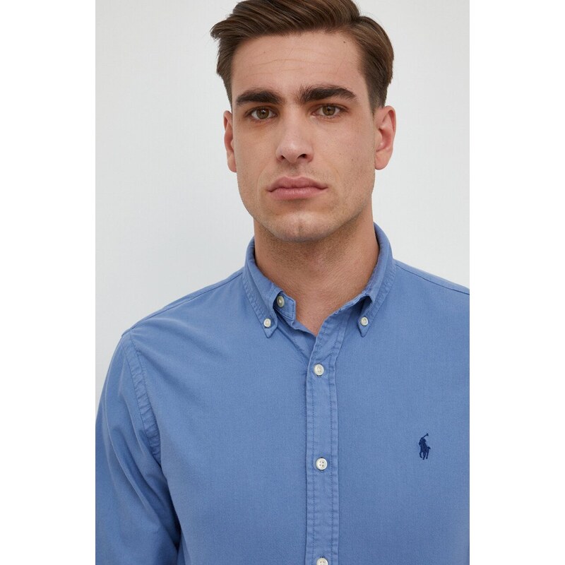 Polo Ralph Lauren camicia in cotone uomo colore blu