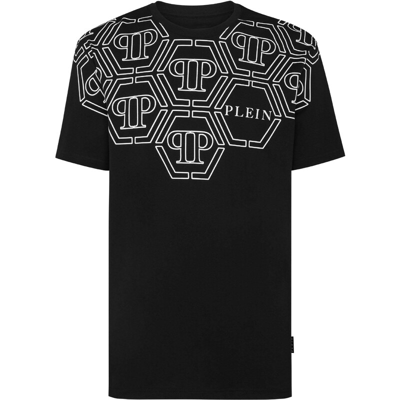 Philipp Plein t-shirt nera con logo Hexagon