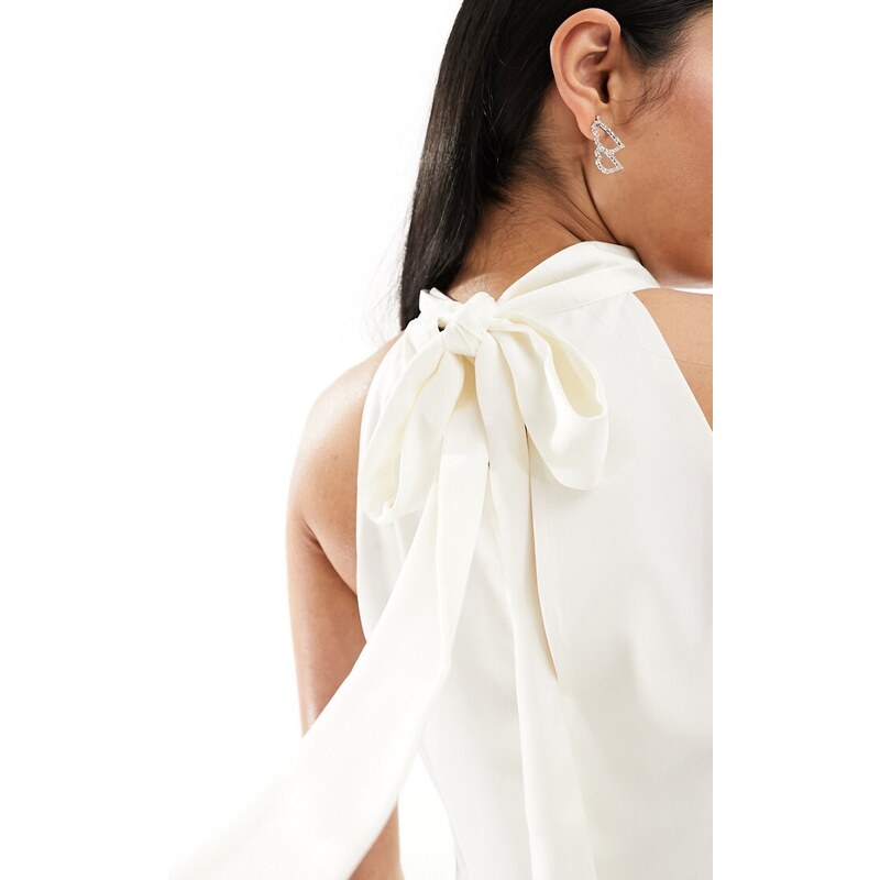 Y.A.S - Vestito corto da sposa bianco allacciato al collo con fiocco sul retro