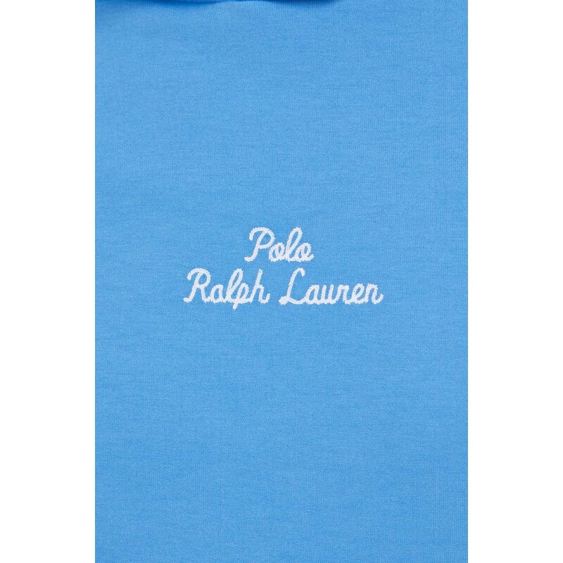Polo Ralph Lauren felpa uomo colore blu con cappuccio con applicazione