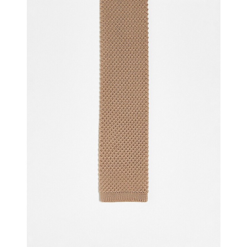 ASOS DESIGN - Cravatta in maglia beige-Neutro