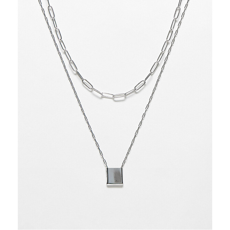 Faded Future - Confezione da 2 collane color argento con ciondolo a forma di medaglietta