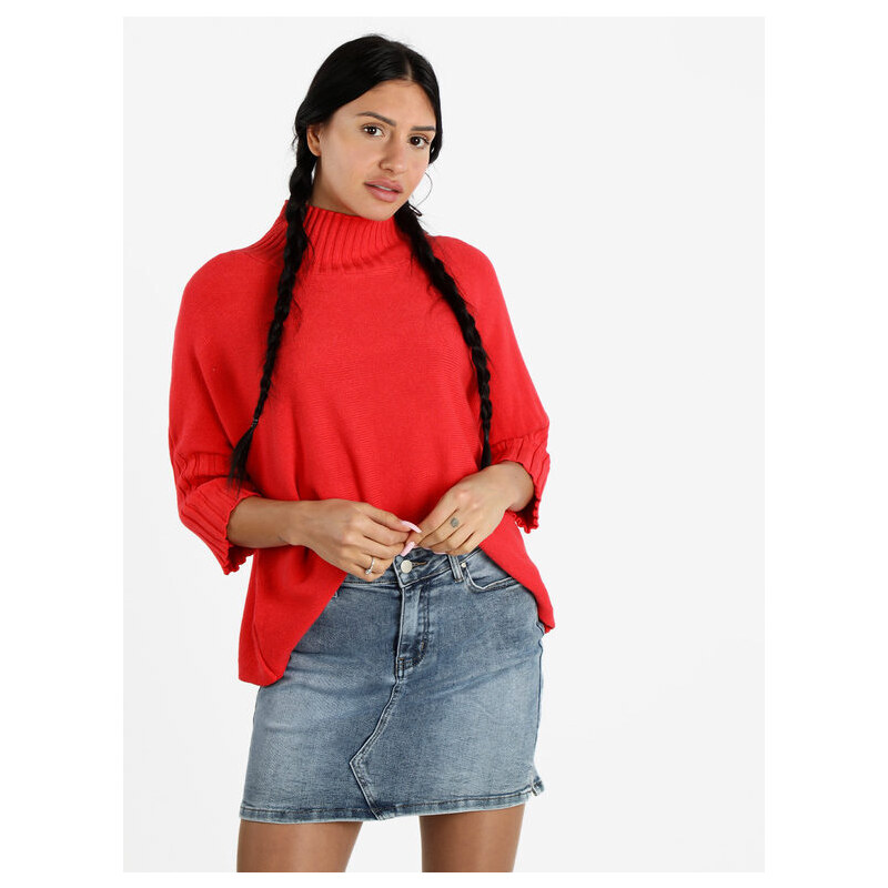 Solada Pullover Da Donna Accollato Oversize Rosso Taglia Unica