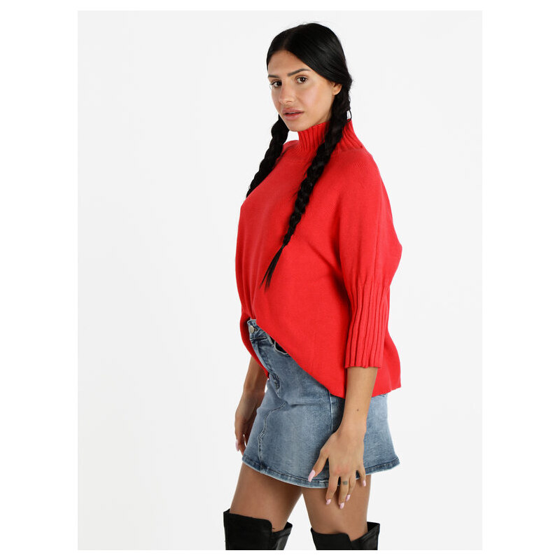 Solada Pullover Da Donna Accollato Oversize Rosso Taglia Unica