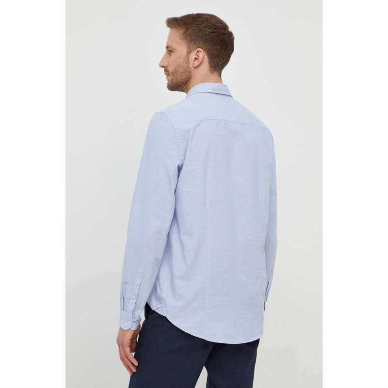 Sisley camicia in cotone uomo colore blu