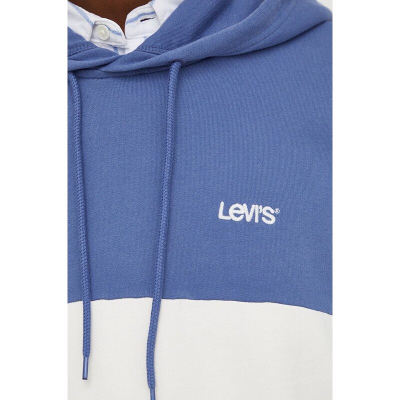 Levi's felpa in cotone uomo colore blu con cappuccio