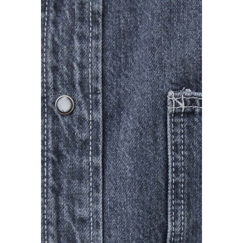 Samsoe Samsoe camicia di jeans uomo colore grigio