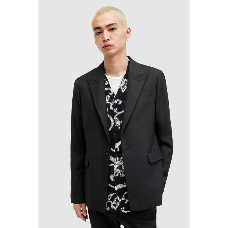 AllSaints blazer con aggiunta di lana Dima colore nero