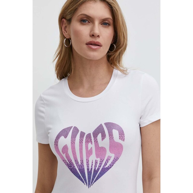 Guess t-shirt donna colore bianco