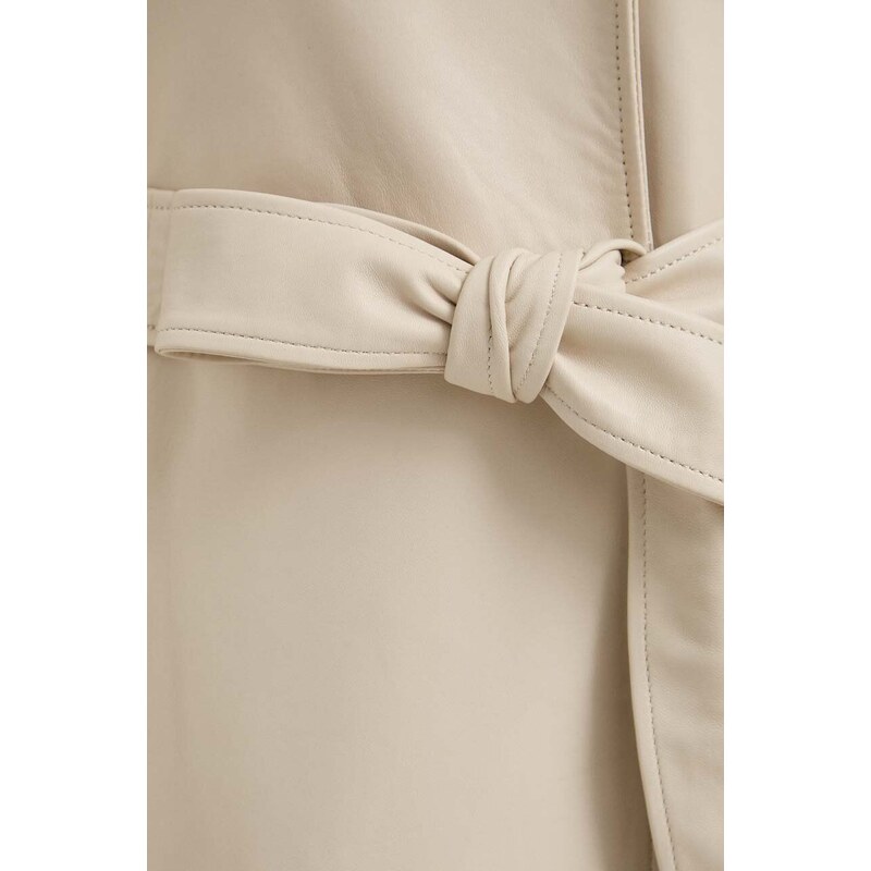 Ivy Oak cappotto in pelle donna colore beige