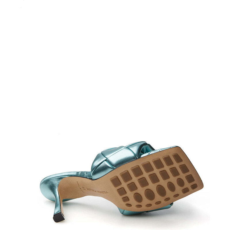 Sandalo Mule Lido Bottega Veneta in Azzurro Metal 38 Azzurro 2000000002620 3001621500033