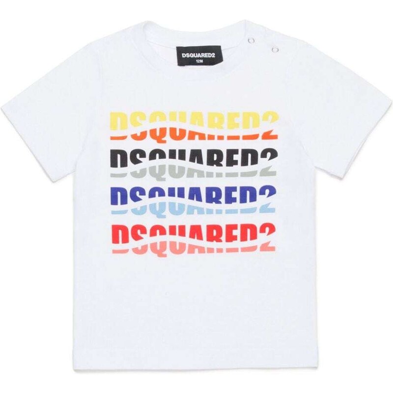 DSQUARED KIDS T-shirt bianca neonato logo multicolor