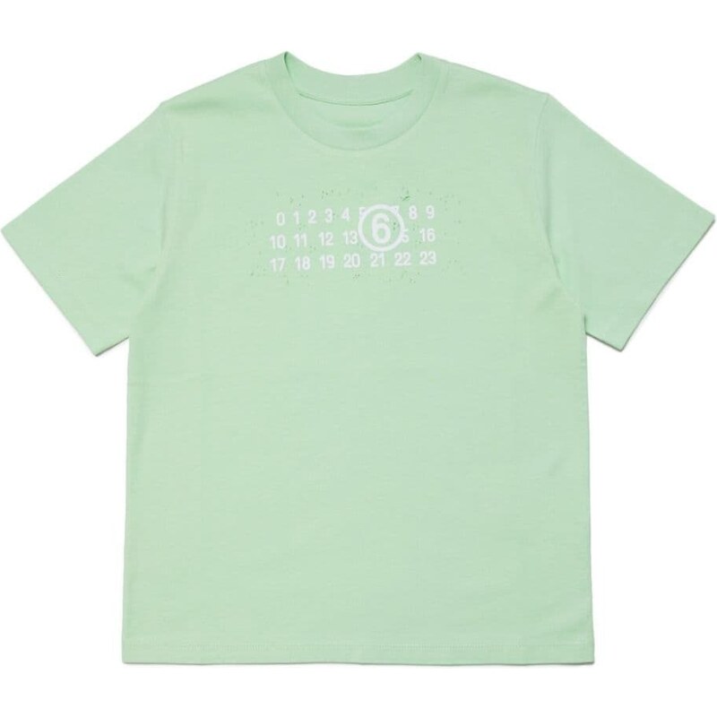 MM6 MAISON MARGIELA KIDS T-shirt verde menta design strappato