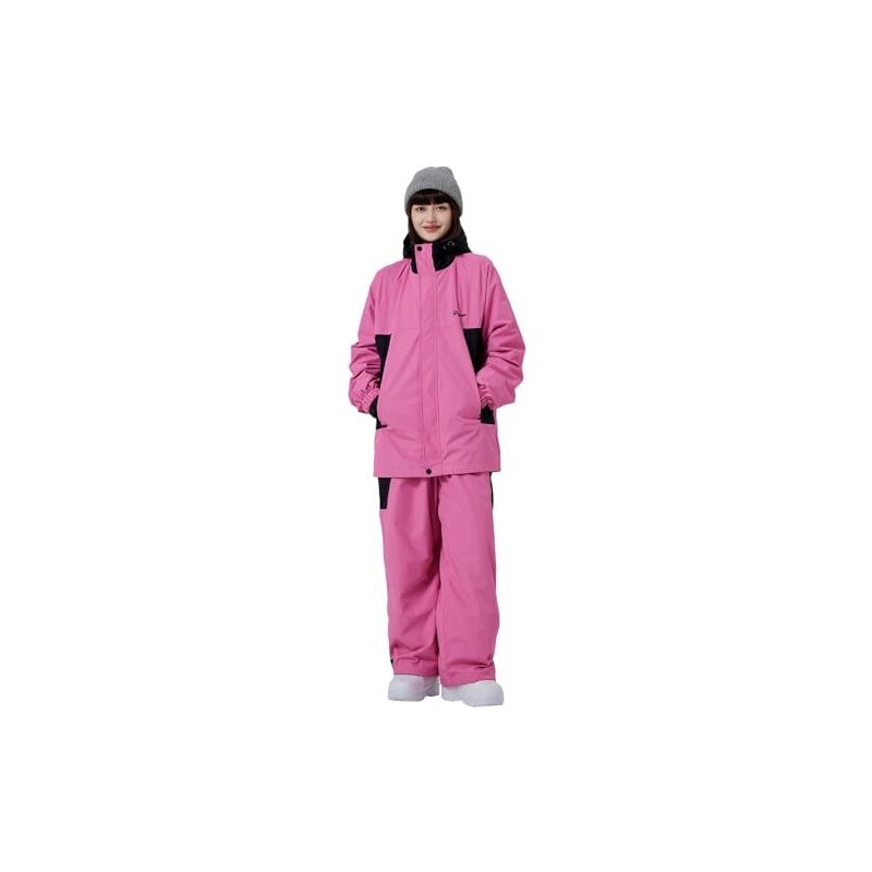 HOTIAN Tuta da sci da donna, giacca e pantaloni, set da 2 pezzi,  impermeabile, antivento, invernale, caldo, abbigliamento da lavoro, sci,  neve, snowboard, RD+RD, XL 