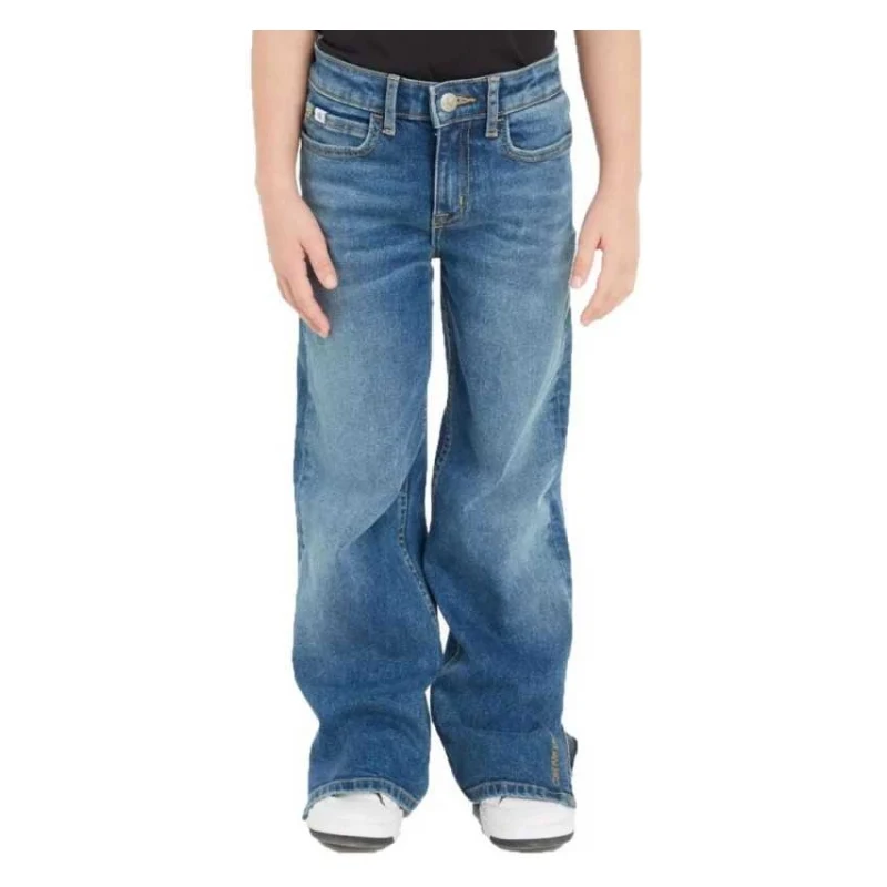 Jeans A Vita Alta Per Bambina – Modello Dritto A Gamba Larga Con Taschino E Stampa Graffiti, Y2K, Taglie 1-9 Anni