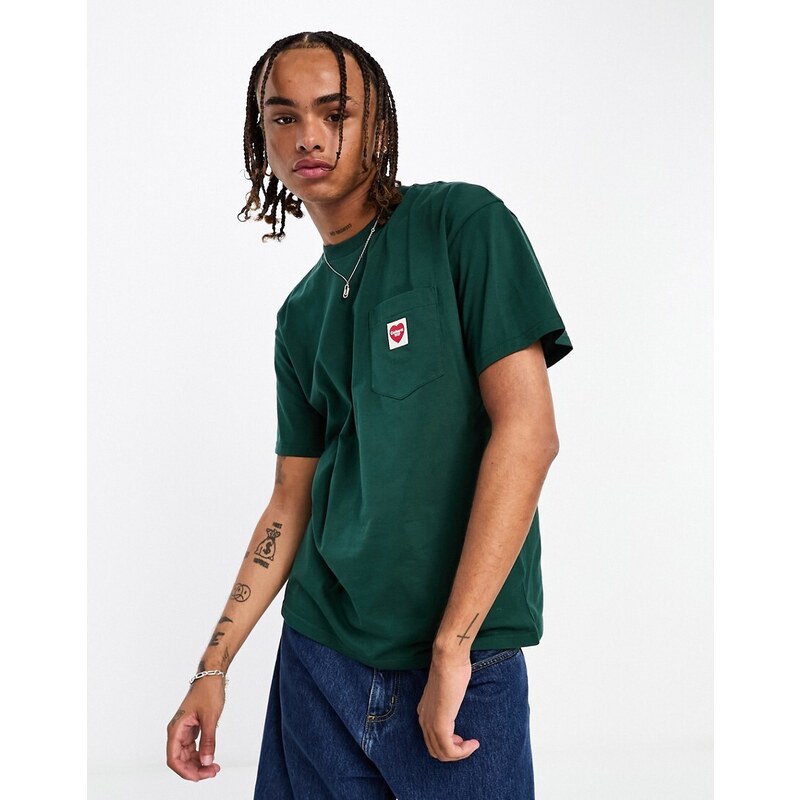 Carhartt WIP - T-shirt verde con tasca con cuore