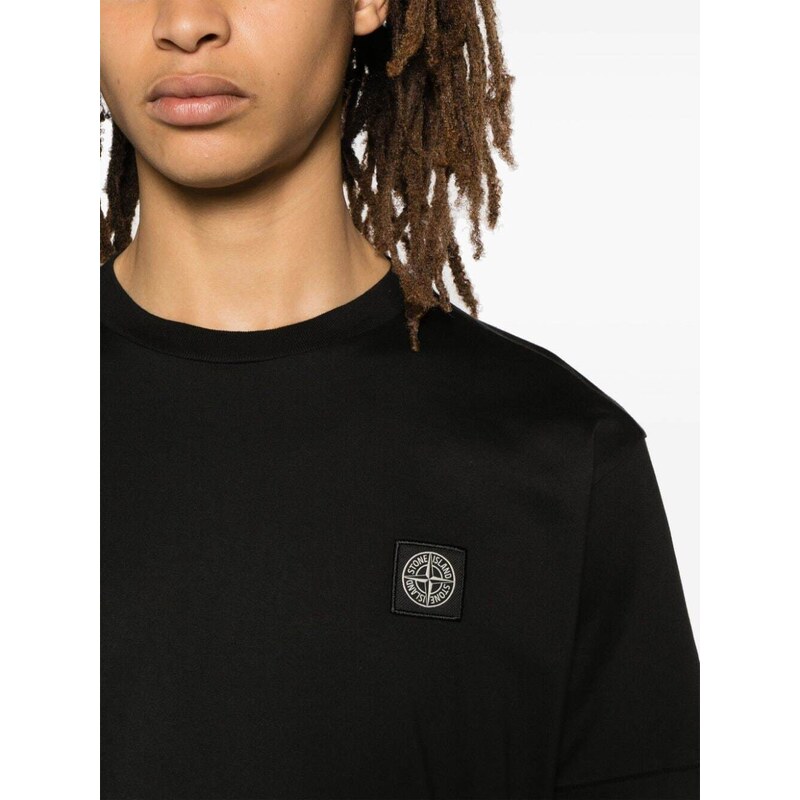 Stone Island T-shirt nera logopatch
