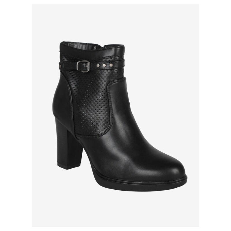 Stivaletti Donna QUEEN HELENA Con Tacco Largo | Tronchetti Traforati In Pelle Sintetica - Foto 10