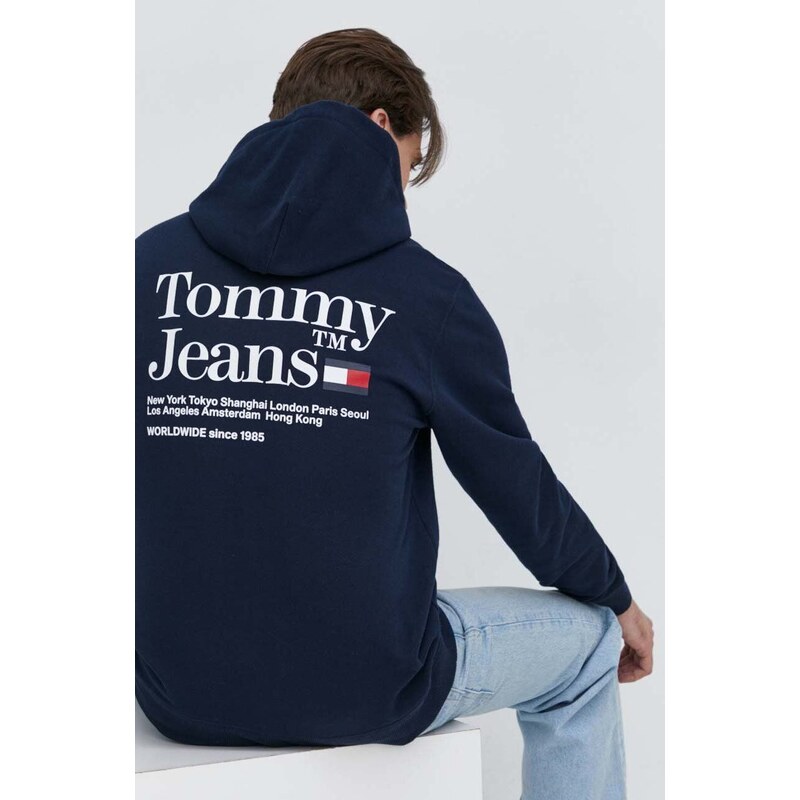 Tommy Jeans felpa uomo colore blu navy con cappuccio