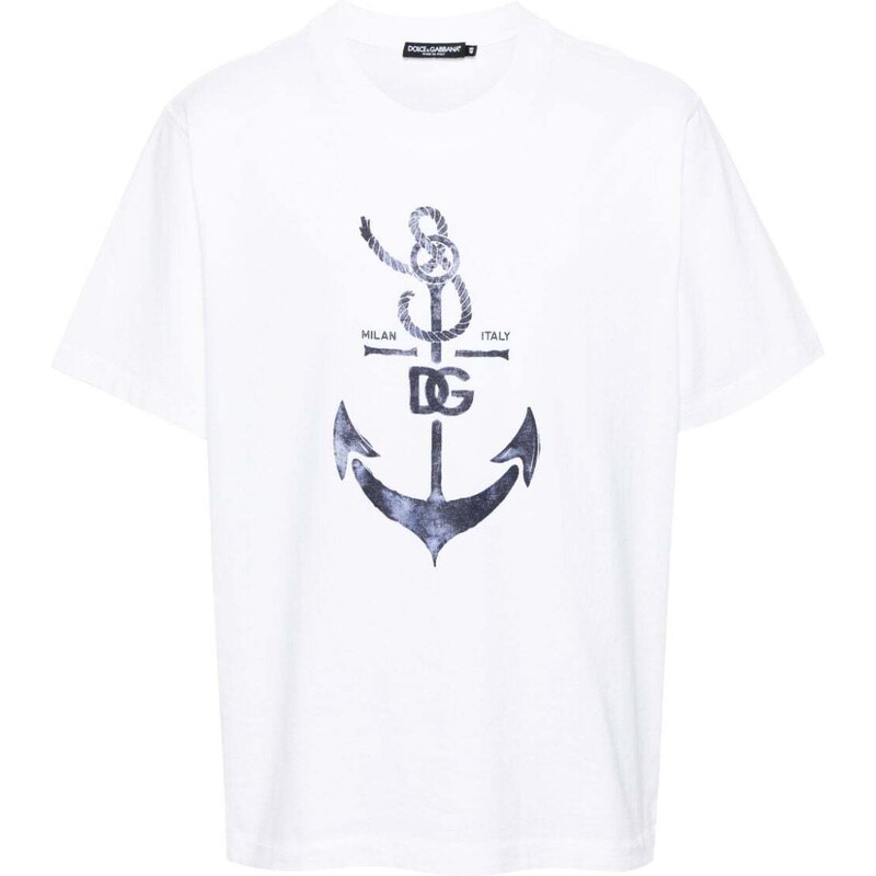 Dolce & Gabbana T-shirt bianca con stampa àncora