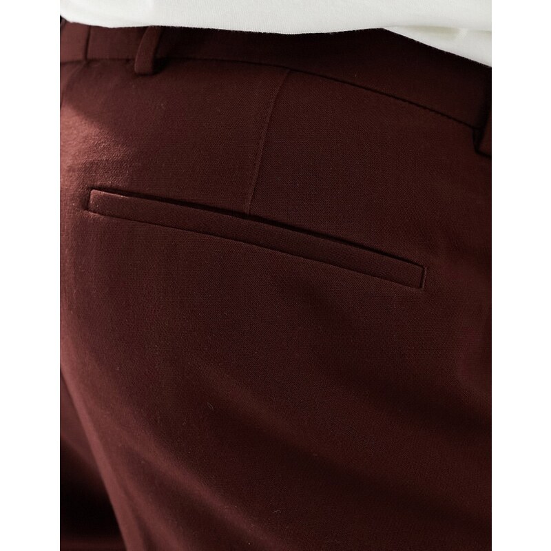 River Island - Pantaloni da abito slim rosso scuro