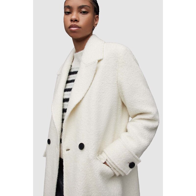 AllSaints cappotto in lana MABEL WINNIE colore bianco