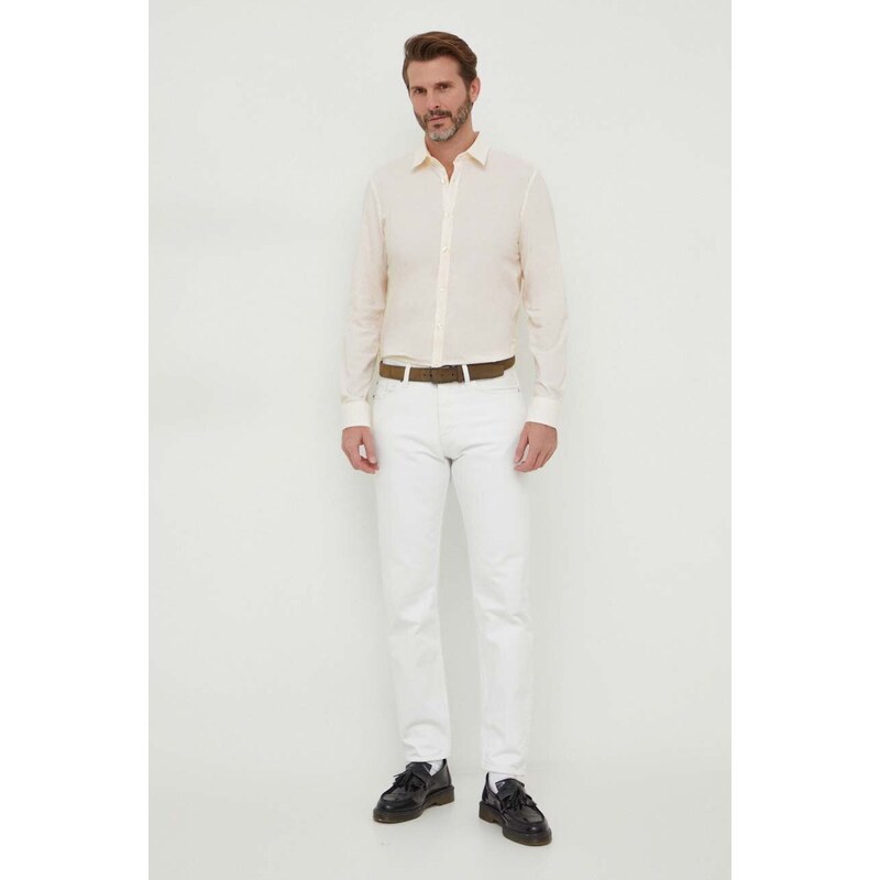 United Colors of Benetton camicia in cotone uomo colore beige