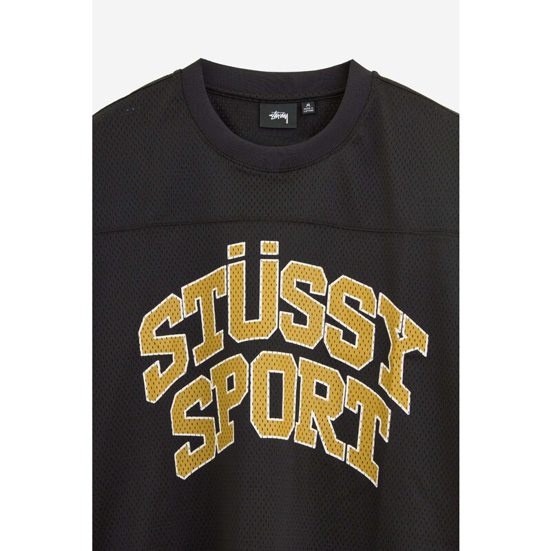 Stussy T-Shirt SPORT MESH FOOTBALL in cotone nero