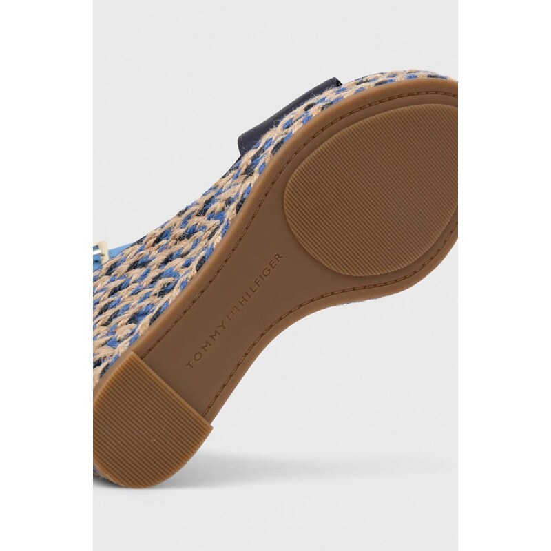 Tommy Hilfiger sandali COLORFUL HIGH WEDGE SATIN SANDAL colore blu navy FW0FW07914